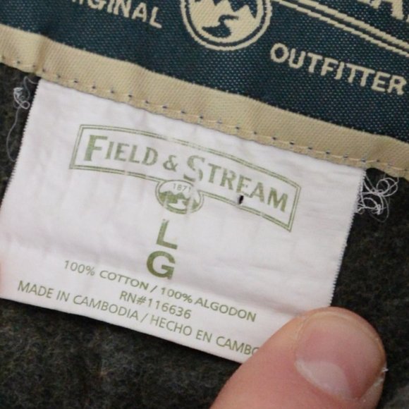 Field & Stream Hunter Green 100% Cotton Button Down Shacket Jacket  Shirt ~Large - Picture 6 of 12